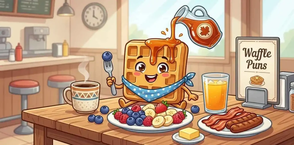 Funny waffle breakfast character