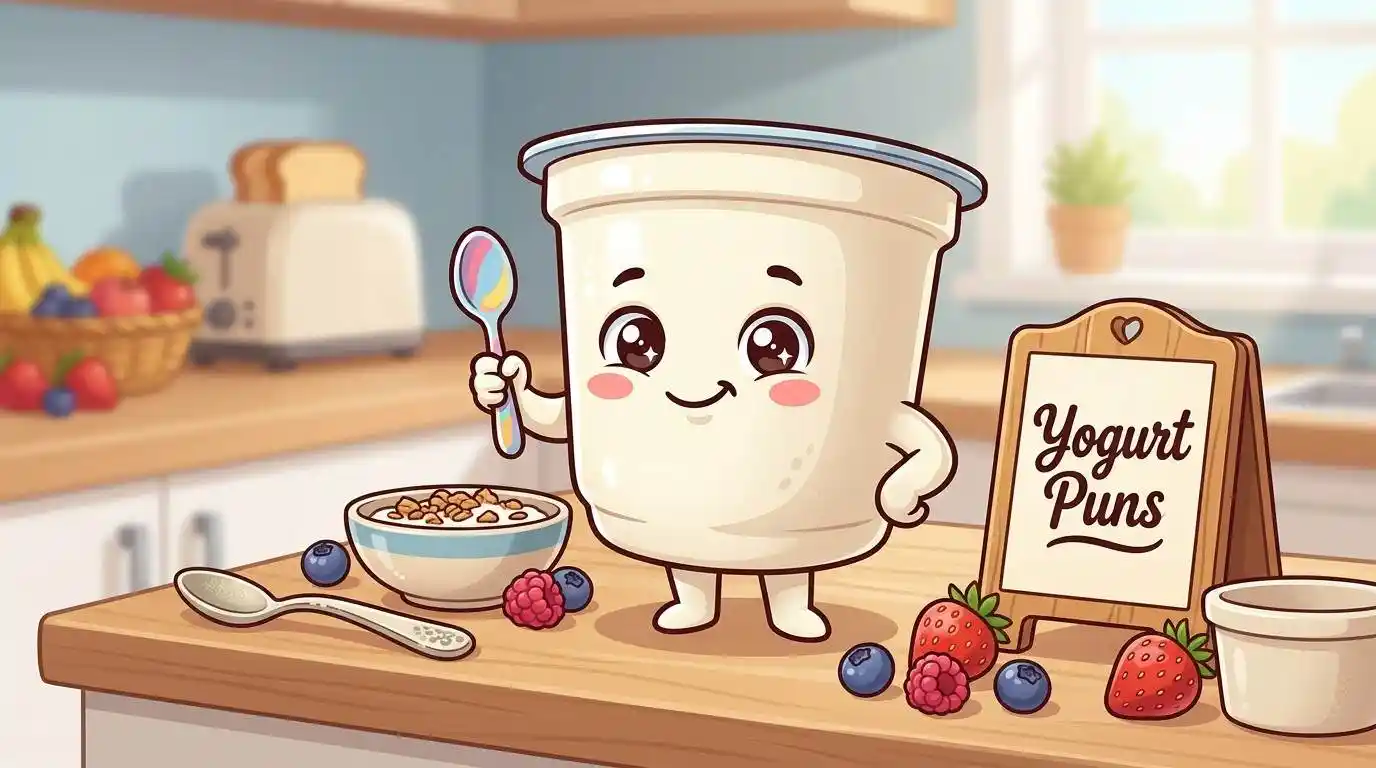 Cute yogurt character smiling