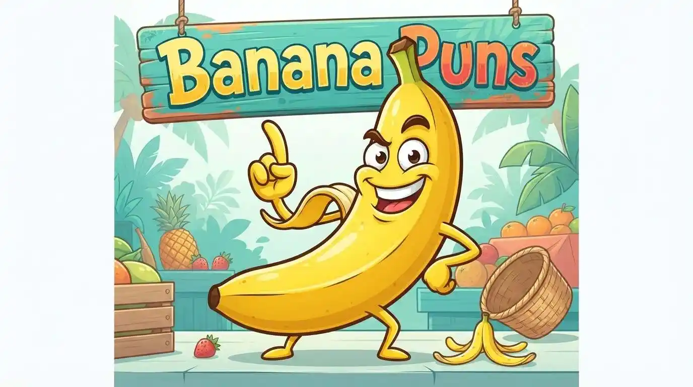 Funny cartoon banana posing cheerfully