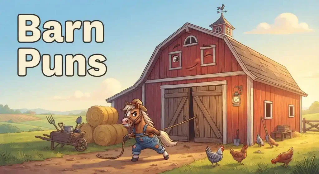 Funny barn farm scene