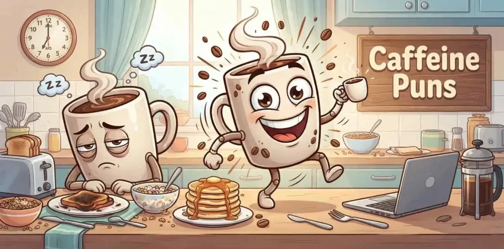 Funny caffeine morning character