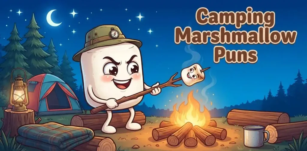 Marshmallow roasting over campfire