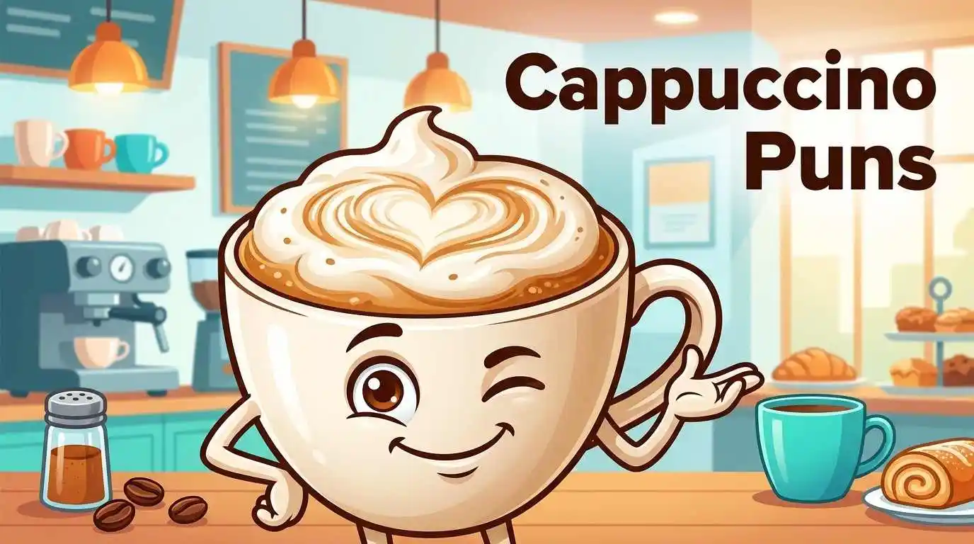Funny cappuccino cup with foam