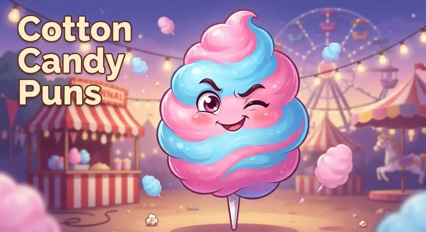 Colorful cotton candy puns
