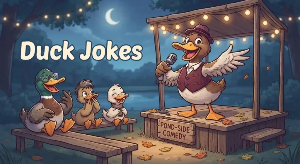 Funny duck telling jokes