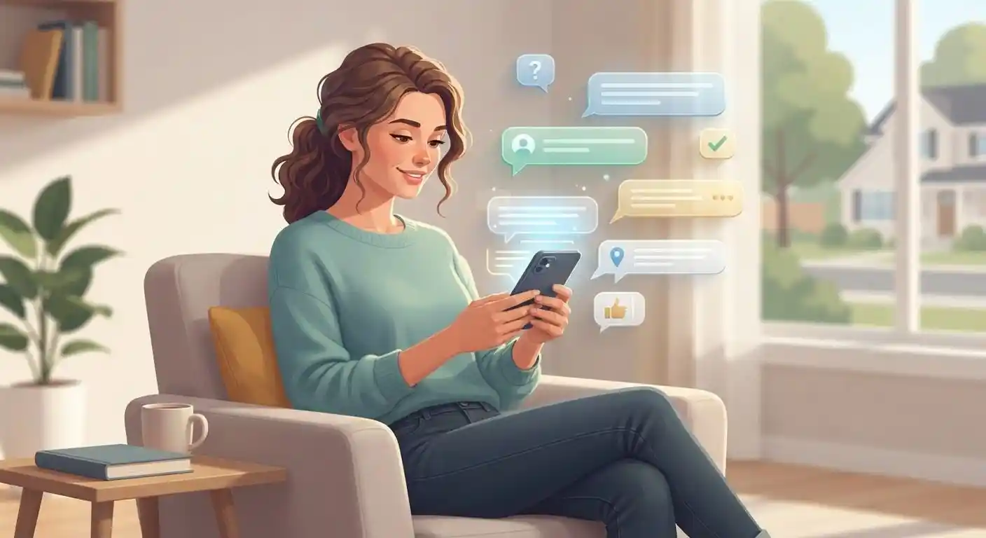 Adult using a smartphone for casual everyday text conversations