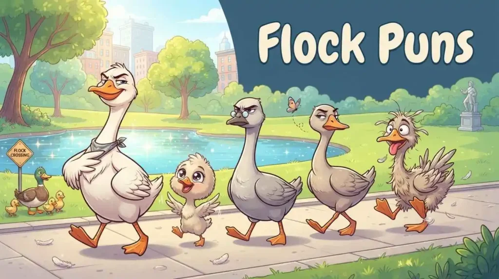 Funny geese walking together