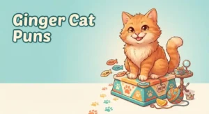 Cute ginger cat pun illustration