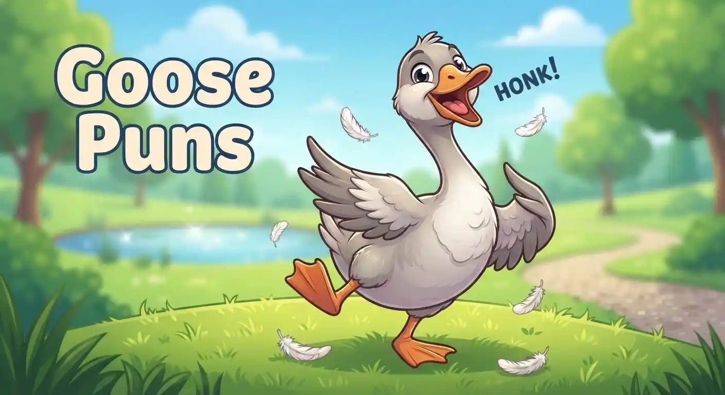 Funny goose in colorful scene