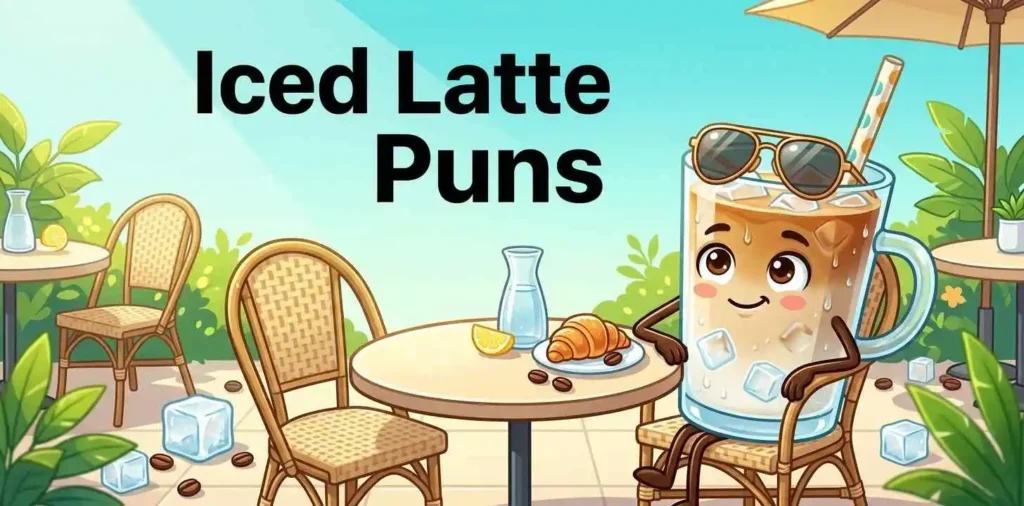 Funny iced latte with ice