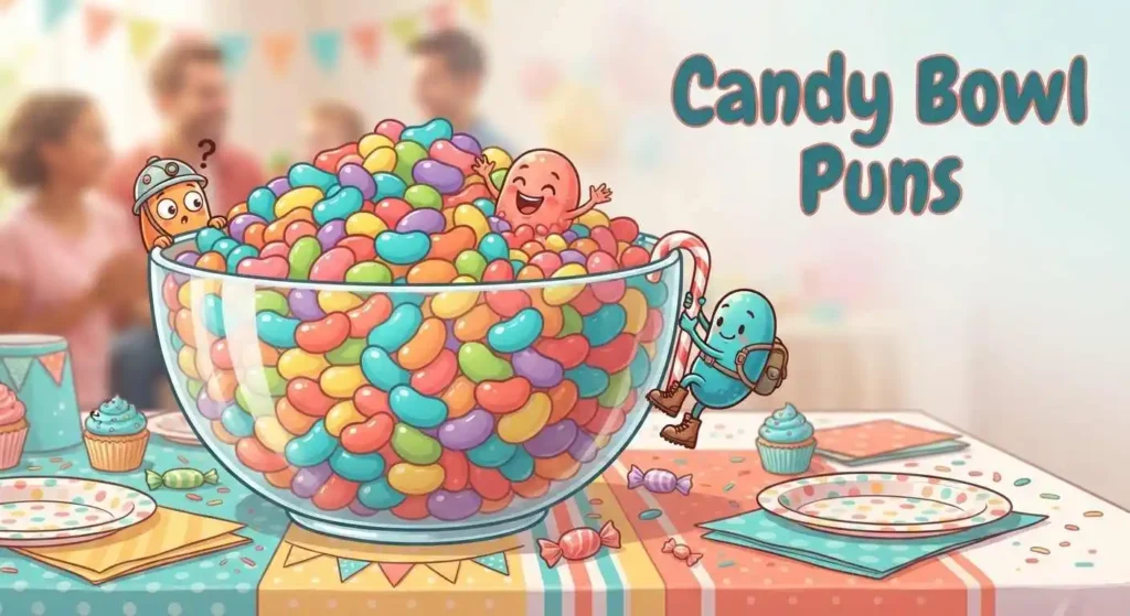 Jellybeans inside colorful candy bowl