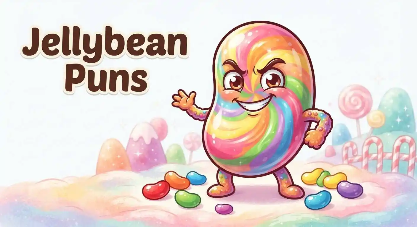 Colorful jellybean character smiling