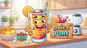 Funny cartoon juice character smiling