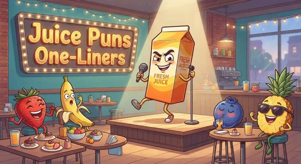 Funny juice cartoon comedy scene