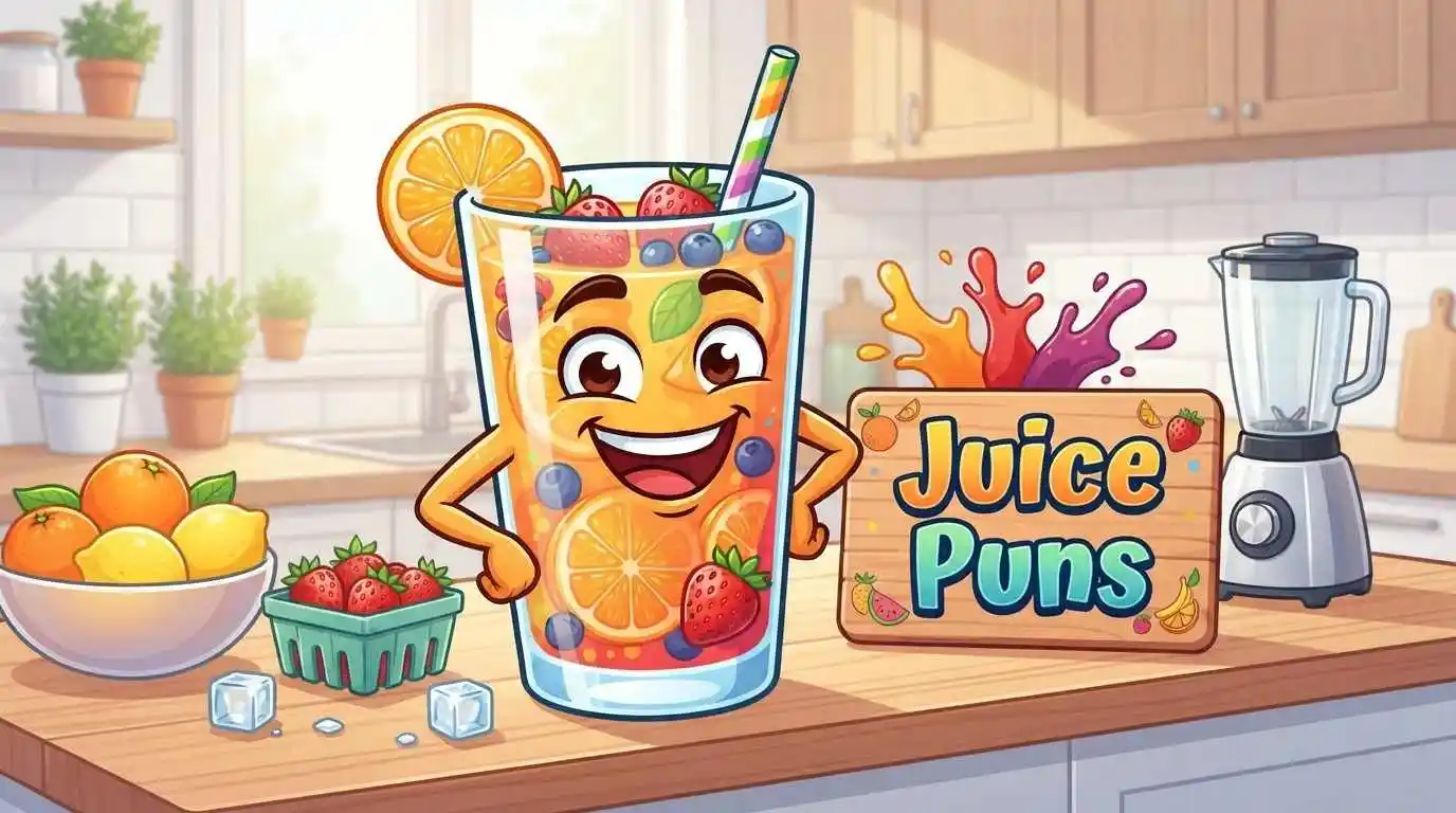 Funny cartoon juice character smiling