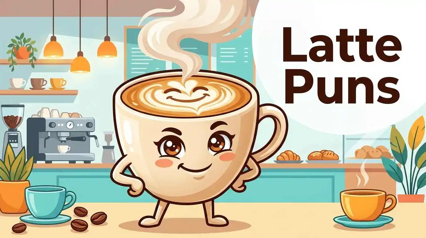 Funny latte cup in café