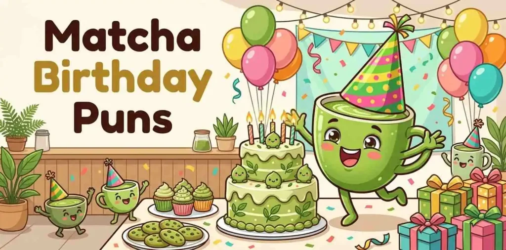 Matcha cup celebrating birthday party
