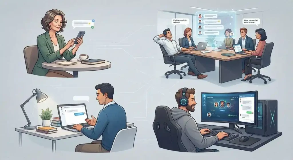 Adults using NVM in text messages, DMs, group chats, and gaming conversations.