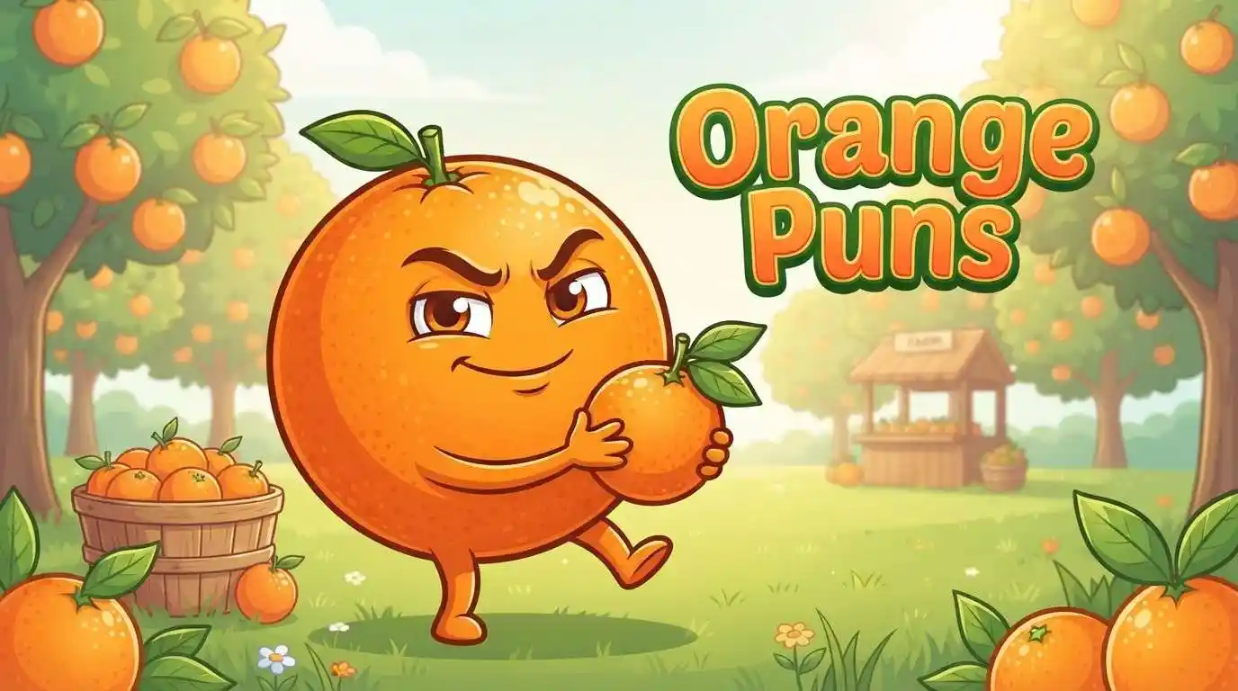 Funny orange cartoon character smiling