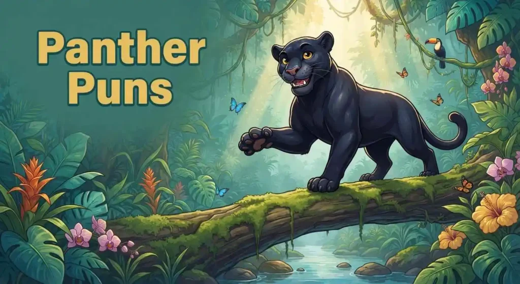 Playful panther jungle cartoon