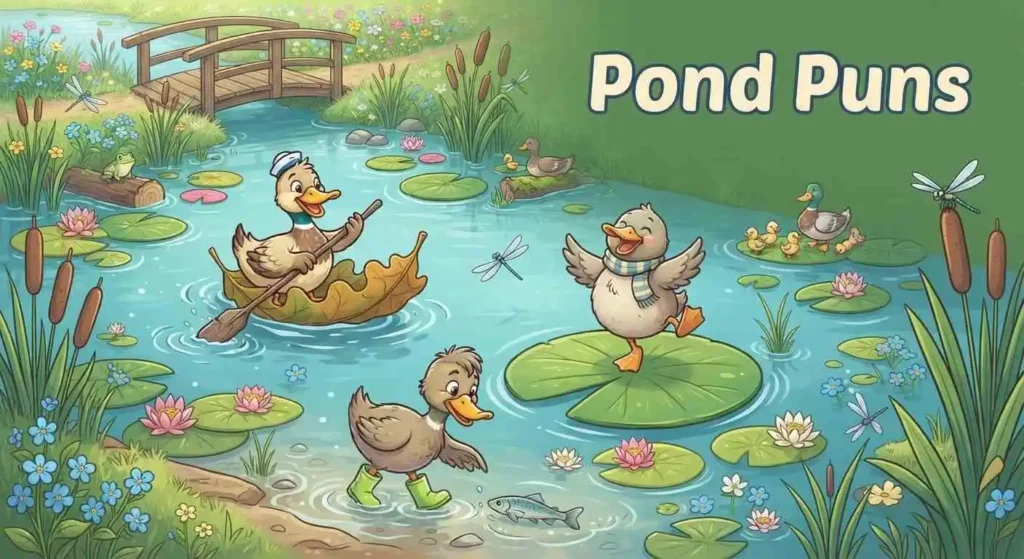 Playful ducks at pond
