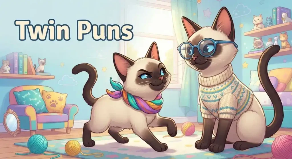 Twin Siamese cats posing together