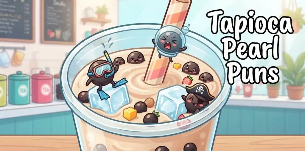 Funny tapioca pearls in boba