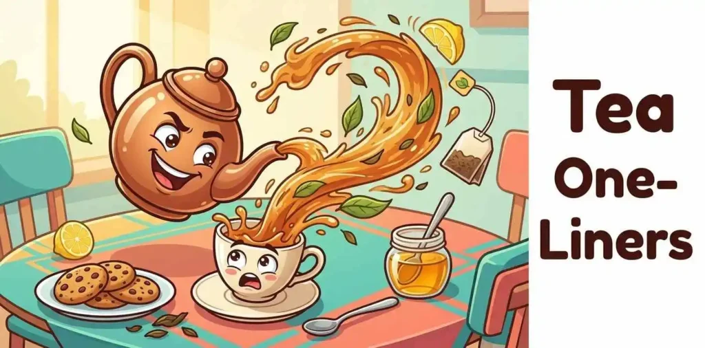 Playful teacup serving hot tea
