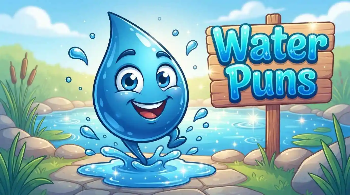 Funny water character smiling